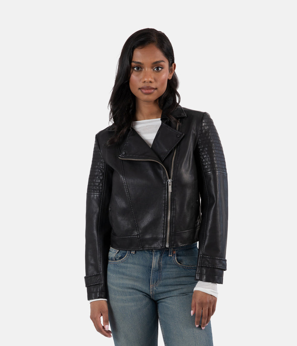 SAVINA Women’s Vegan Moto Jacket Matt & Nat Women