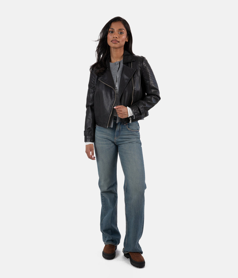 SAVINA Women’s Vegan Moto Jacket Matt & Nat Women