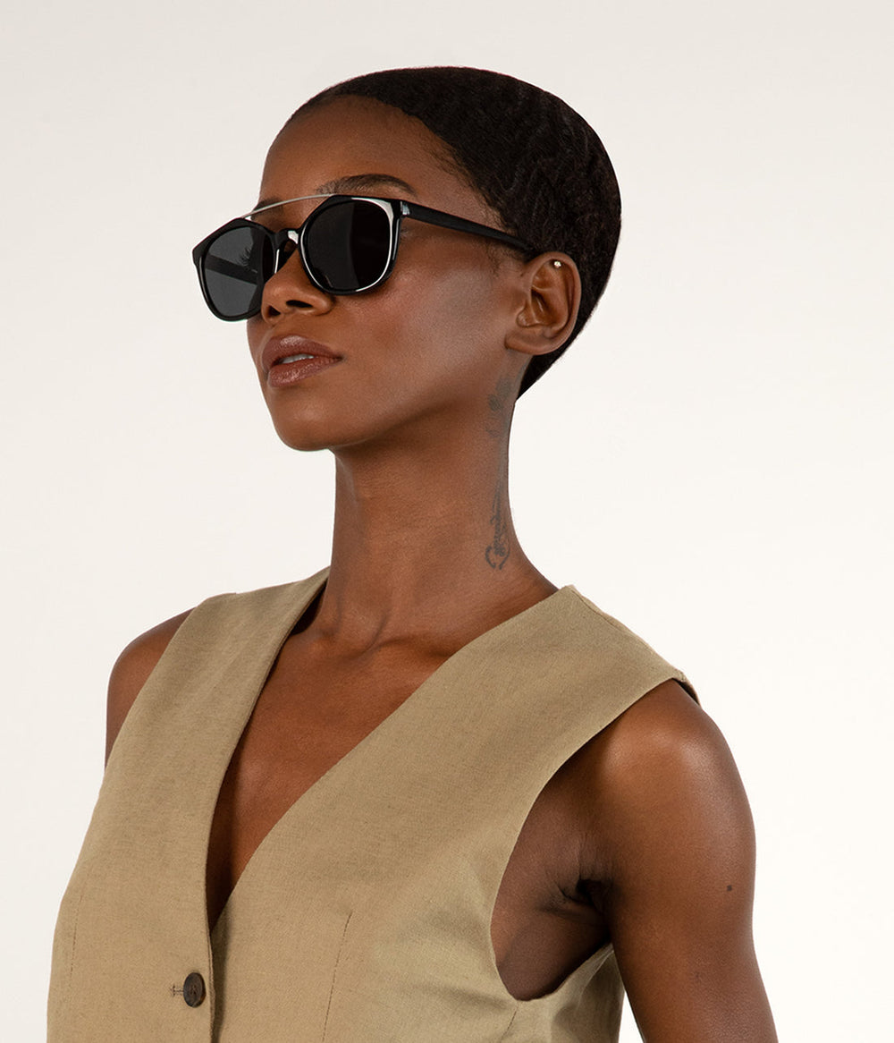 NESSON Black Aviator Sunglasses Matt & Nat Women|Sale
